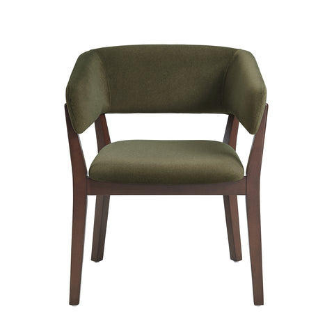 Manhattan Comfort Blake Modern Faux Mohair Wood Armchair in Green