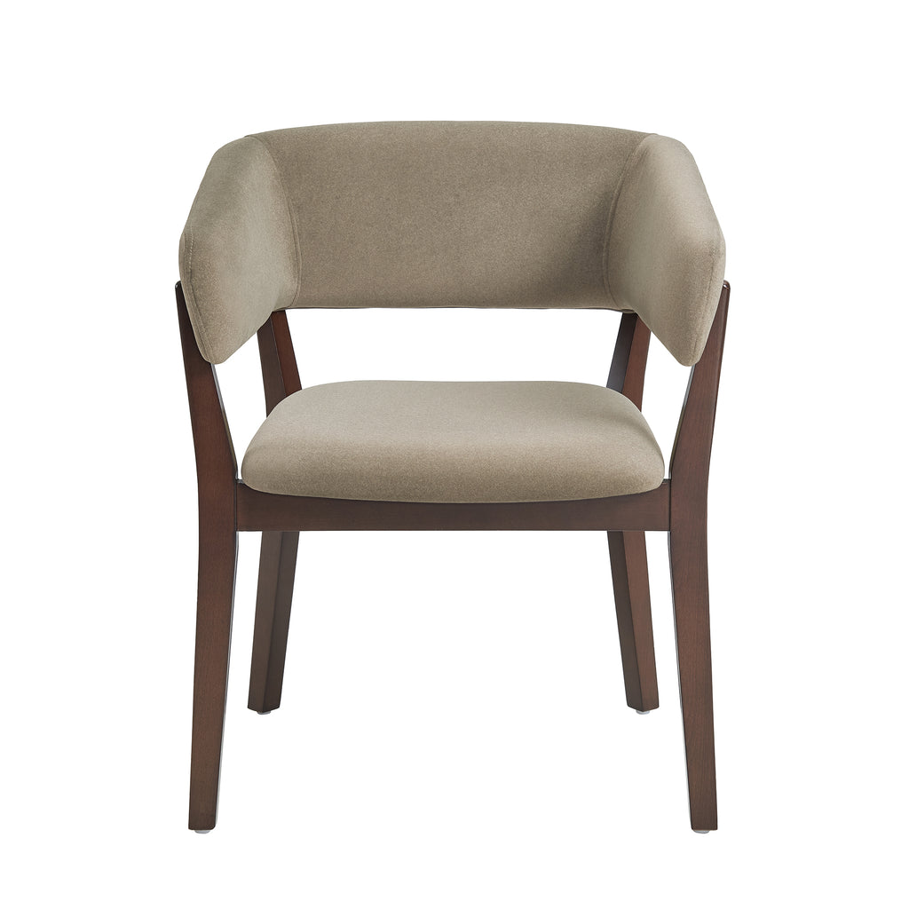 Manhattan Comfort Blake Modern Faux Mohair Wood Armchair in Linen