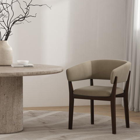 Manhattan Comfort Blake Modern Faux Mohair Wood Armchair in Linen