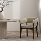 Manhattan Comfort Blake Modern Faux Mohair Wood Armchair in Natural