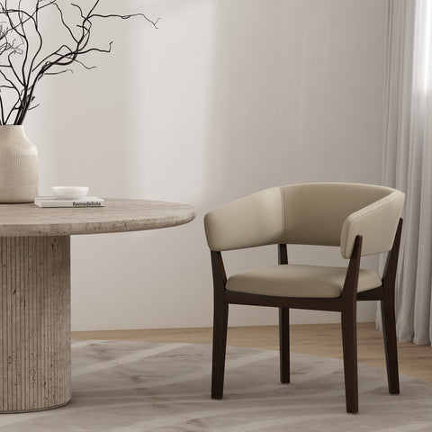 Manhattan Comfort Blake Modern Faux Mohair Wood Armchair in Natural