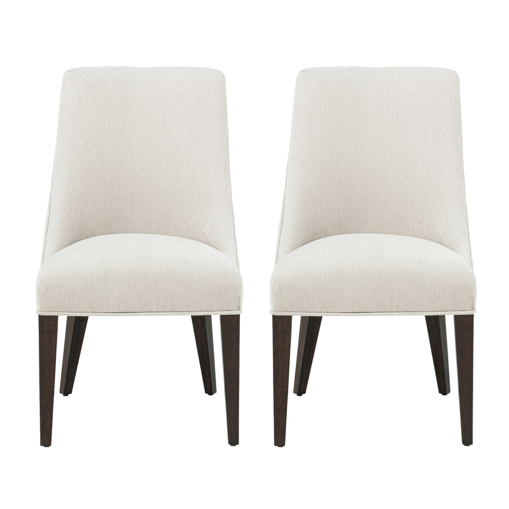 Manhattan Comfort Beever Modern Chenille Wood Dining Chair in Cream - Set of 2