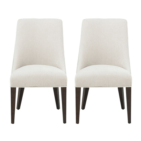 Manhattan Comfort Beever Modern Chenille Wood Dining Chair in Cream - Set of 2