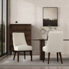 Manhattan Comfort Beever Modern Chenille Wood Dining Chair in Cream - Set of 2