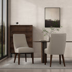 Manhattan Comfort Beever Modern Chenille Wood Dining Chair in Taupe - Set of 2