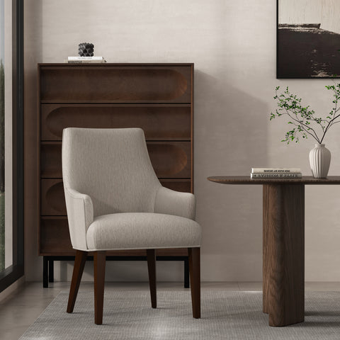 Manhattan Comfort Beever Modern Chenille Wood Armchair in Taupe