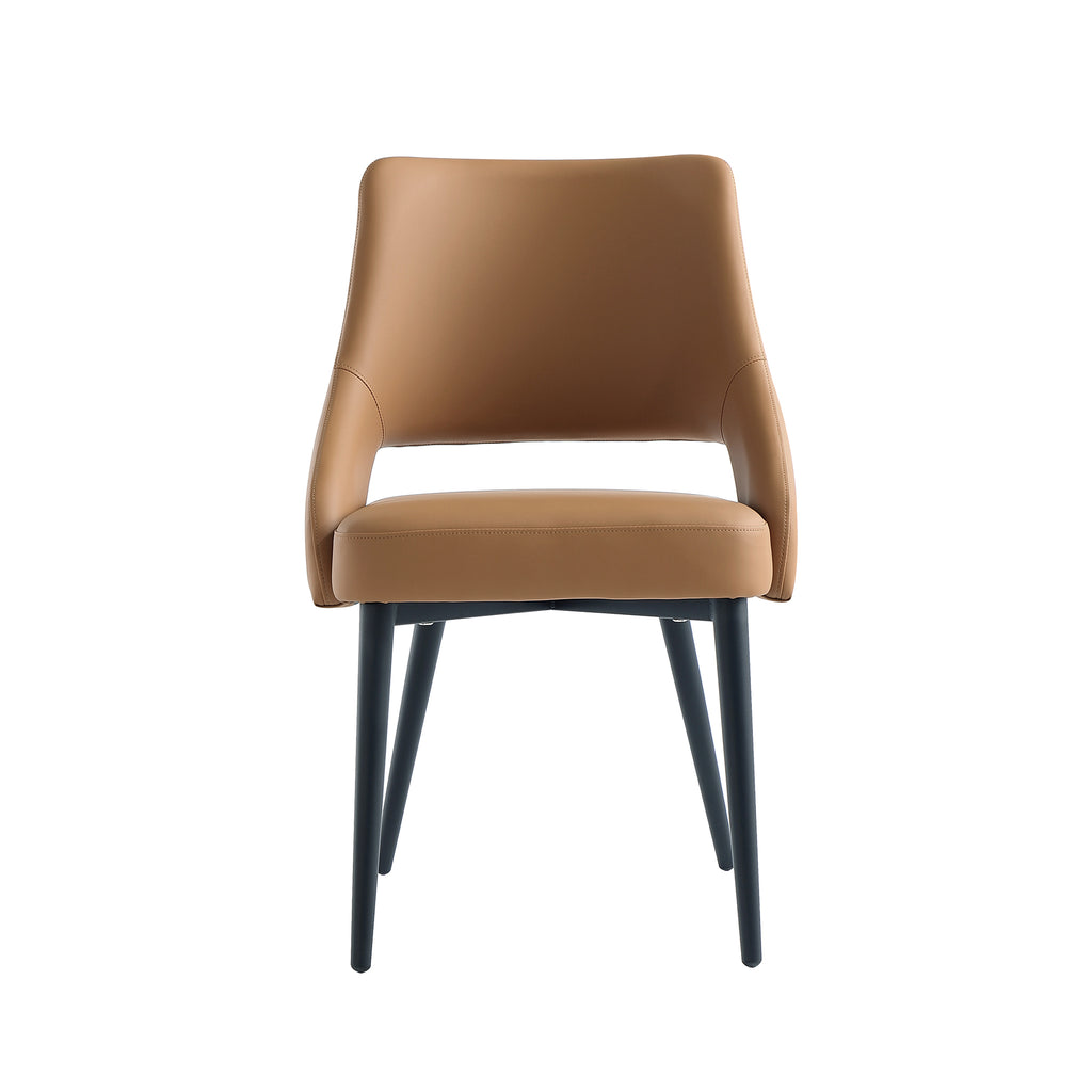 Manhattan Comfort Tremont Modern Vegan Leather Metal Dining Chair in Saddle