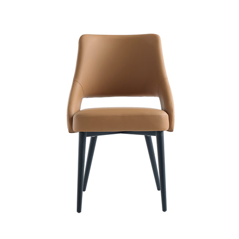 Manhattan Comfort Tremont Modern Vegan Leather Metal Dining Chair in Saddle