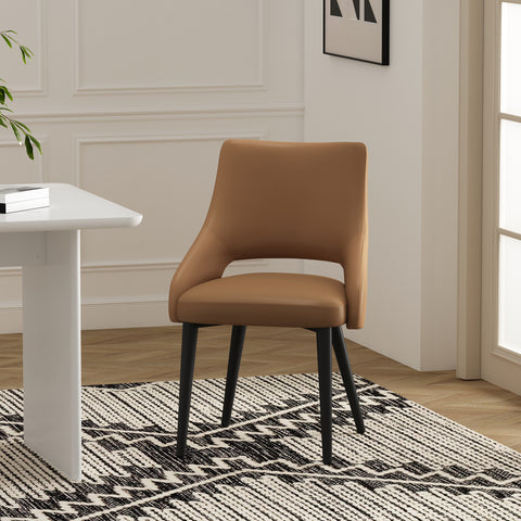 Manhattan Comfort Tremont Modern Vegan Leather Metal Dining Chair in Saddle