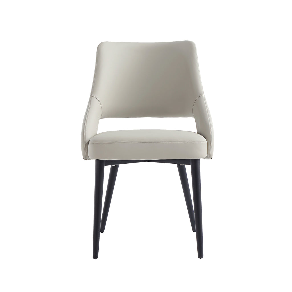Manhattan Comfort Tremont Modern Vegan Leather Metal Dining Chair in Stone Gray