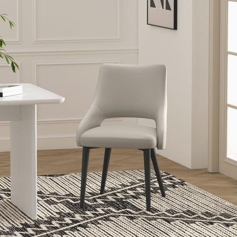 Manhattan Comfort Tremont Modern Vegan Leather Metal Dining Chair in Stone Gray