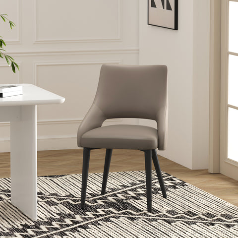 Manhattan Comfort Tremont Modern Vegan Leather Metal Dining Chair in Taupe
