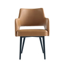 Manhattan Comfort Tremont Modern Vegan Leather Metal Armchair in Saddle