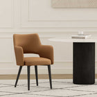Manhattan Comfort Tremont Modern Vegan Leather Metal Armchair in Saddle