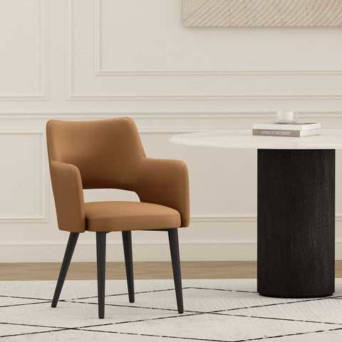 Manhattan Comfort Tremont Modern Vegan Leather Metal Armchair in Saddle