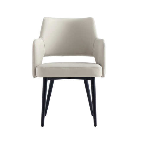 Manhattan Comfort Tremont Modern Vegan Leather Metal Armchair in Stone Gray