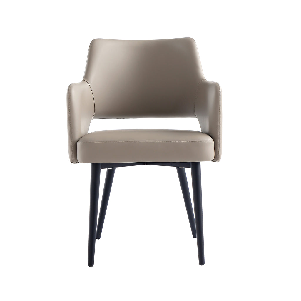 Manhattan Comfort Tremont Modern Vegan Leather Metal Armchair in Taupe