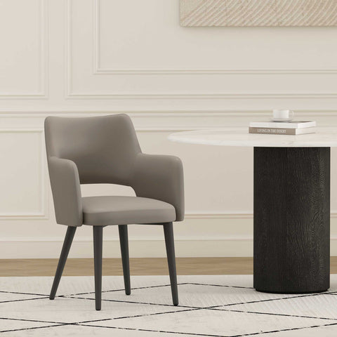 Manhattan Comfort Tremont Modern Vegan Leather Metal Armchair in Taupe