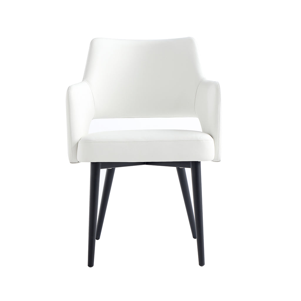 Manhattan Comfort Tremont Modern Vegan Leather Metal Armchair in White