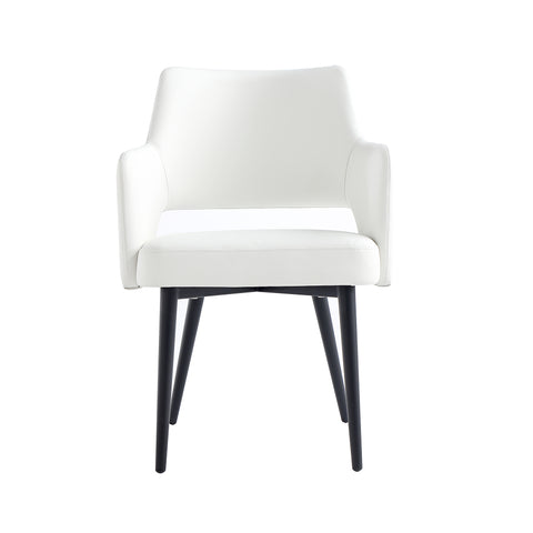 Manhattan Comfort Tremont Modern Vegan Leather Metal Armchair in White