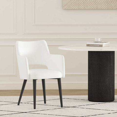 Manhattan Comfort Tremont Modern Vegan Leather Metal Armchair in White