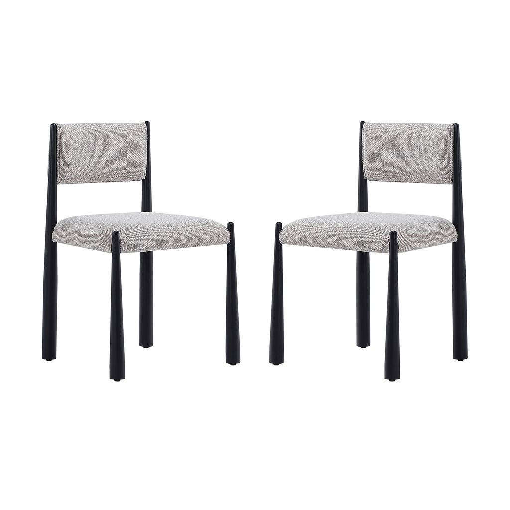 Manhattan Comfort Lennor Mid-Century Modern Boucle Metal Side Chair in Champagne - Set of 2