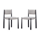 Manhattan Comfort Lennor Mid-Century Modern Boucle Metal Side Chair in Champagne - Set of 2