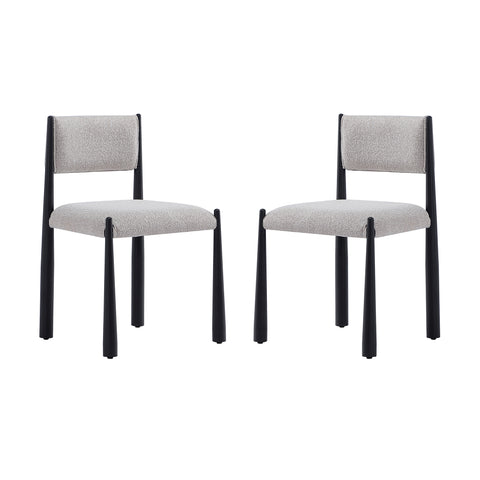 Manhattan Comfort Lennor Mid-Century Modern Boucle Metal Side Chair in Champagne - Set of 2