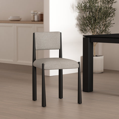 Manhattan Comfort Lennor Mid-Century Modern Boucle Metal Side Chair in Champagne - Set of 2