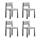 Manhattan Comfort Lennor Mid-Century Modern Boucle Metal Side Chair in Champagne - Set of 2