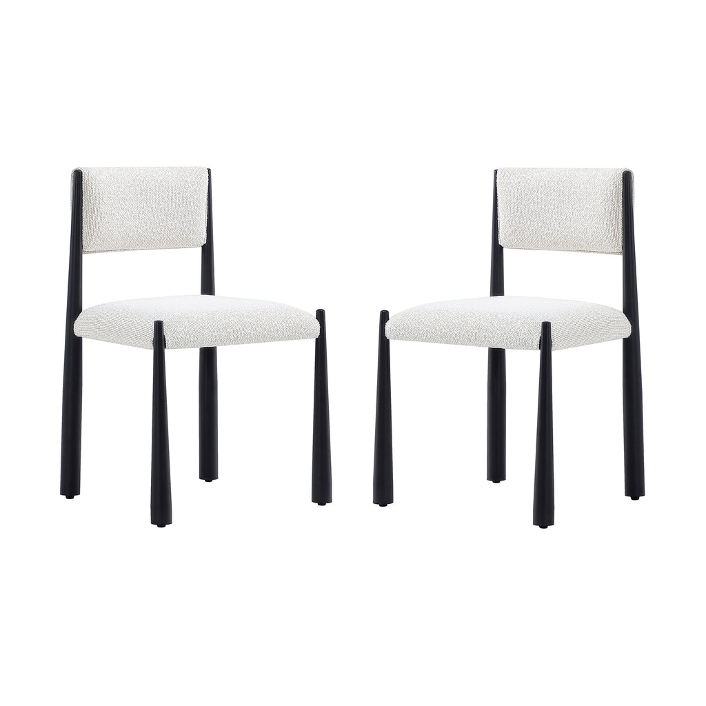 Manhattan Comfort Lennor Mid-Century Modern Boucle Metal Side Chair in Cream - Set of 2