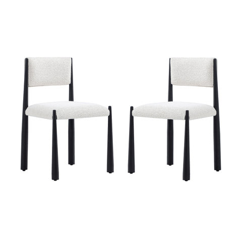 Manhattan Comfort Lennor Mid-Century Modern Boucle Metal Side Chair in Cream - Set of 2