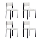 Manhattan Comfort Lennor Mid-Century Modern Boucle Metal Side Chair in Cream - Set of 2