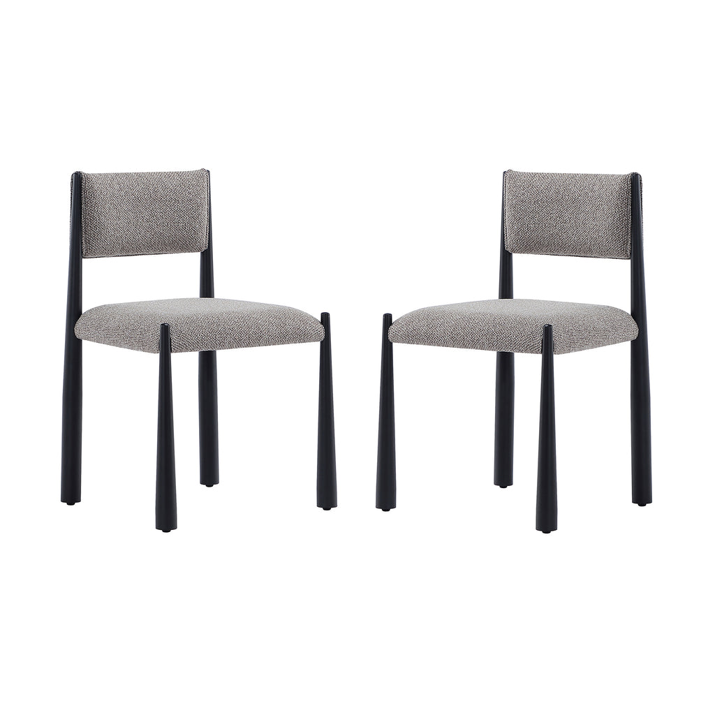 Manhattan Comfort Lennor Mid-Century Modern Boucle Metal Side Chair in Mushroom - Set of 2