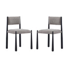 Manhattan Comfort Lennor Mid-Century Modern Boucle Metal Side Chair in Mushroom - Set of 2