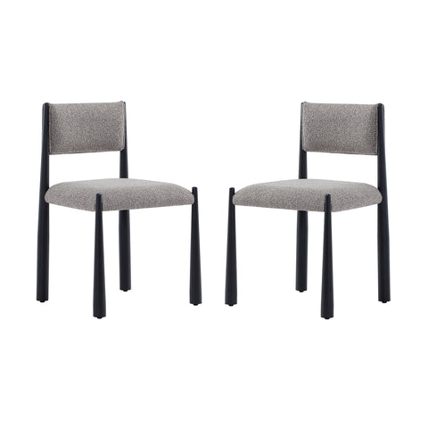 Manhattan Comfort Lennor Mid-Century Modern Boucle Metal Side Chair in Mushroom - Set of 2