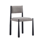 Manhattan Comfort Lennor Mid-Century Modern Boucle Metal Side Chair in Mushroom - Set of 2
