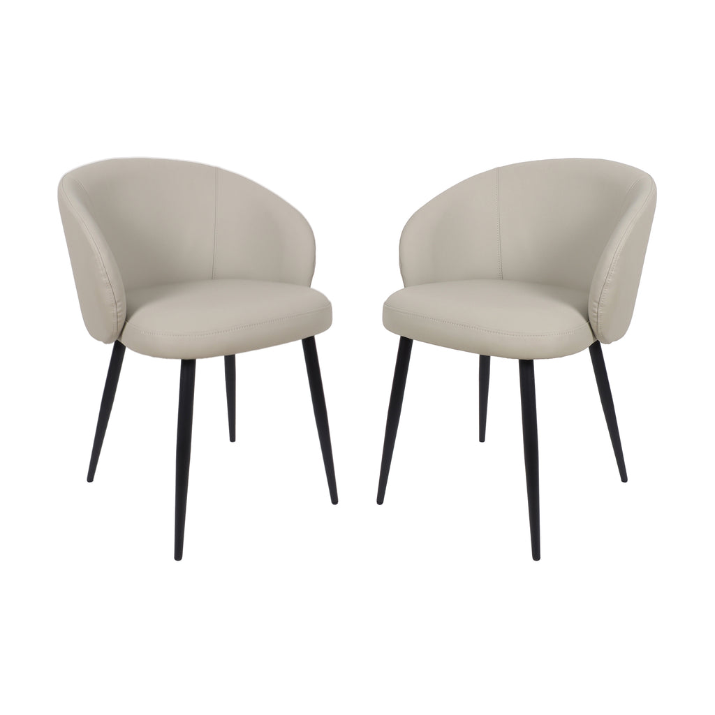 Manhattan Comfort Looma Contemporary Modern Vegan Leather Metal Side Chair in Stone Gray - Set of 2