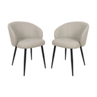 Manhattan Comfort Looma Contemporary Modern Vegan Leather Metal Side Chair in Stone Gray - Set of 2