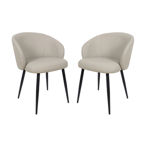 Manhattan Comfort Looma Contemporary Modern Vegan Leather Metal Side Chair in Stone Gray - Set of 2