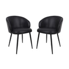 Manhattan Comfort Looma Contemporary Modern Vegan Leather Metal Side Chair in Black - Set of 2