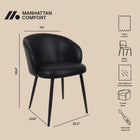 Manhattan Comfort Looma Contemporary Modern Vegan Leather Metal Side Chair in Black - Set of 2