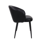 Manhattan Comfort Looma Contemporary Modern Vegan Leather Metal Side Chair in Black - Set of 2