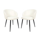 Manhattan Comfort Looma Contemporary Modern Vegan Leather Metal Side Chair in Ivory - Set of 2