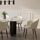 Manhattan Comfort Looma Contemporary Modern Vegan Leather Metal Side Chair in Ivory - Set of 2