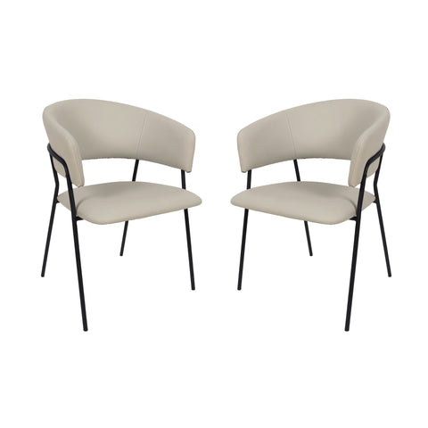 Manhattan Comfort Slate Contemporary Modern Vegan Leather Metal Armchair in Stone Gray - Set of 2