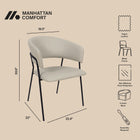 Manhattan Comfort Slate Contemporary Modern Vegan Leather Metal Armchair in Stone Gray - Set of 2