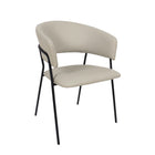 Manhattan Comfort Slate Contemporary Modern Vegan Leather Metal Armchair in Stone Gray - Set of 2