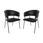 Manhattan Comfort Slate Contemporary Modern Vegan Leather Metal Armchair in Black - Set of 2