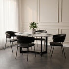 Manhattan Comfort Slate Contemporary Modern Vegan Leather Metal Armchair in Black - Set of 2